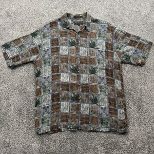 Vintage 80s 90s Button Shirt Mens L Korea Goblincore Patchwork Abstract Hippie
